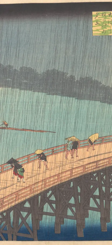 Sudden shower over the bridge iPhone wallpaper
