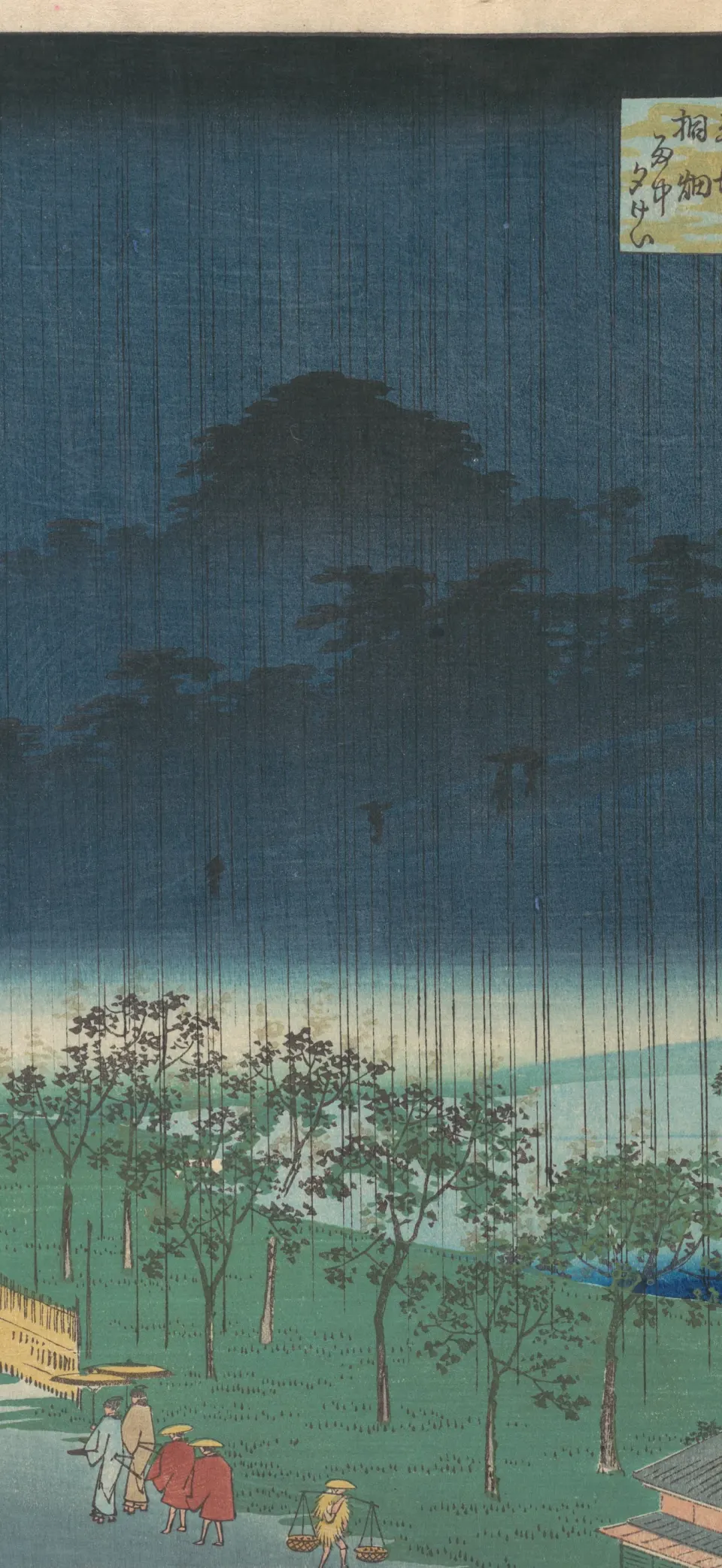Paulownia trees in the evening rain iPhone wallpaper